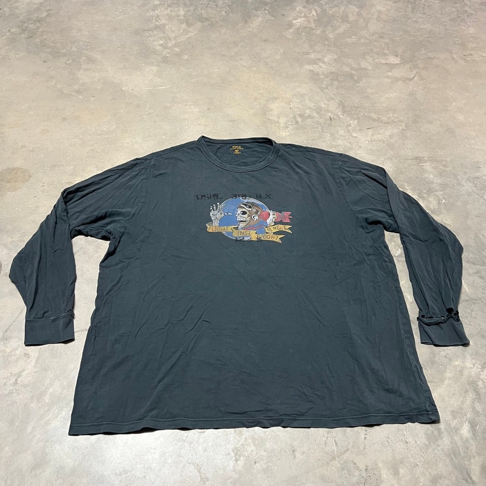 Polo Ralph Lauren Flight Instructor Skeleton Graphic T-Shirt 2XLT Tall Thrashed
